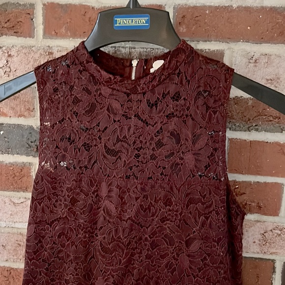 GARAGE Lace Burgundy Zipper Back Romper - Picture 9 of 13